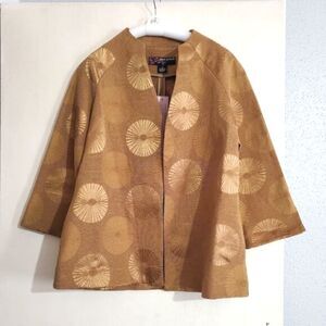 Peck and peck blazer NWT textured geometric shape gold/brown color